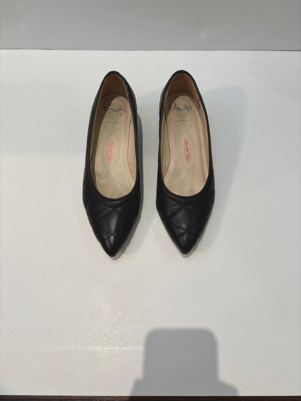 Amalfi Black Pointed Quilted Flats